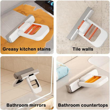 CleanEase™ Foldable Mini Desktop Mop – Self-Squeeze Portable Sponge Cleaning Tool for Wet & Dry Use (Multicolour)