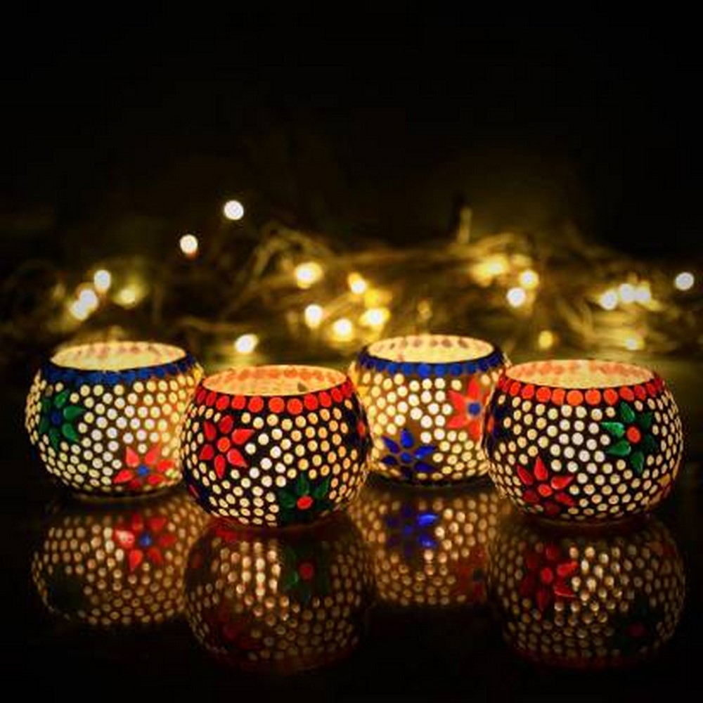 Glass Decorative Mosaic Tea Light Holder