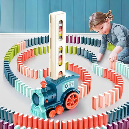 PlayTrack™ Automatic Train Domino Set for Kids – BPA-Free Plastic Toy with Sound Effects & 40 Colorful Domino Blocks (Educational Motor Skill Builder)